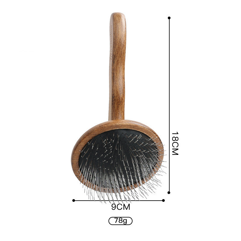 KFX-0492349 Antique Solid Wood Pet Comb for Cats and Dogs - Double-Sided Open Knot and Needle Design