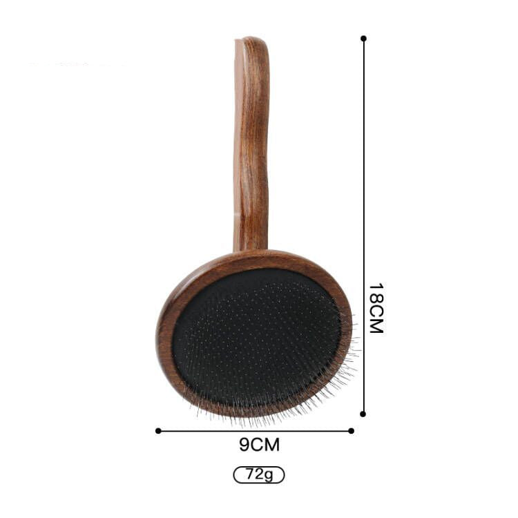 KFX-0492349 Antique Solid Wood Pet Comb for Cats and Dogs - Double-Sided Open Knot and Needle Design