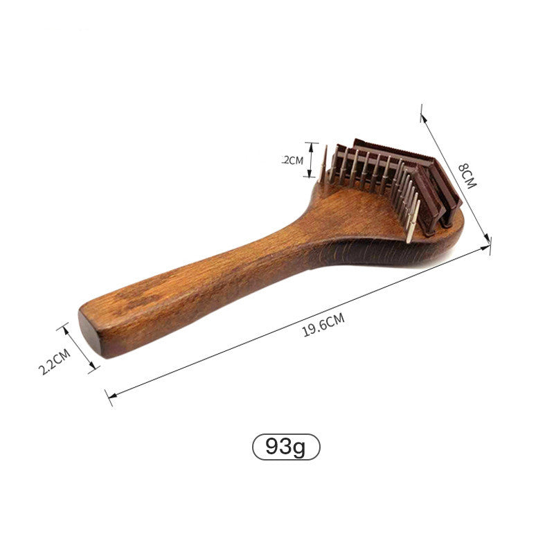 KFX-0492349 Antique Solid Wood Pet Comb for Cats and Dogs - Double-Sided Open Knot and Needle Design
