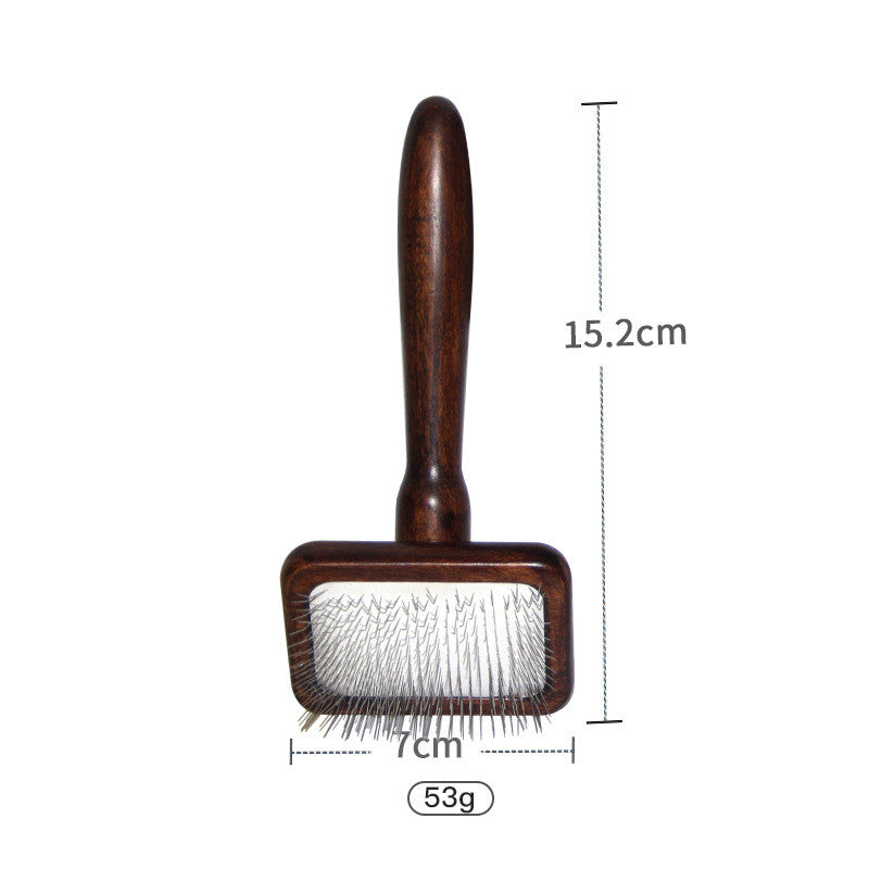 KFX-0492349 Antique Solid Wood Pet Comb for Cats and Dogs - Double-Sided Open Knot and Needle Design