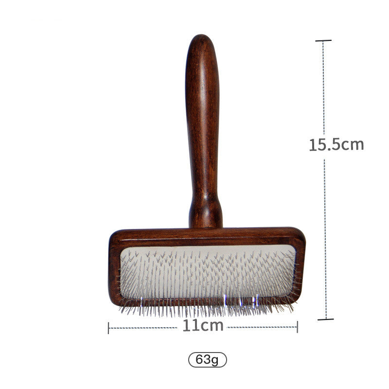 KFX-0492349 Antique Solid Wood Pet Comb for Cats and Dogs - Double-Sided Open Knot and Needle Design