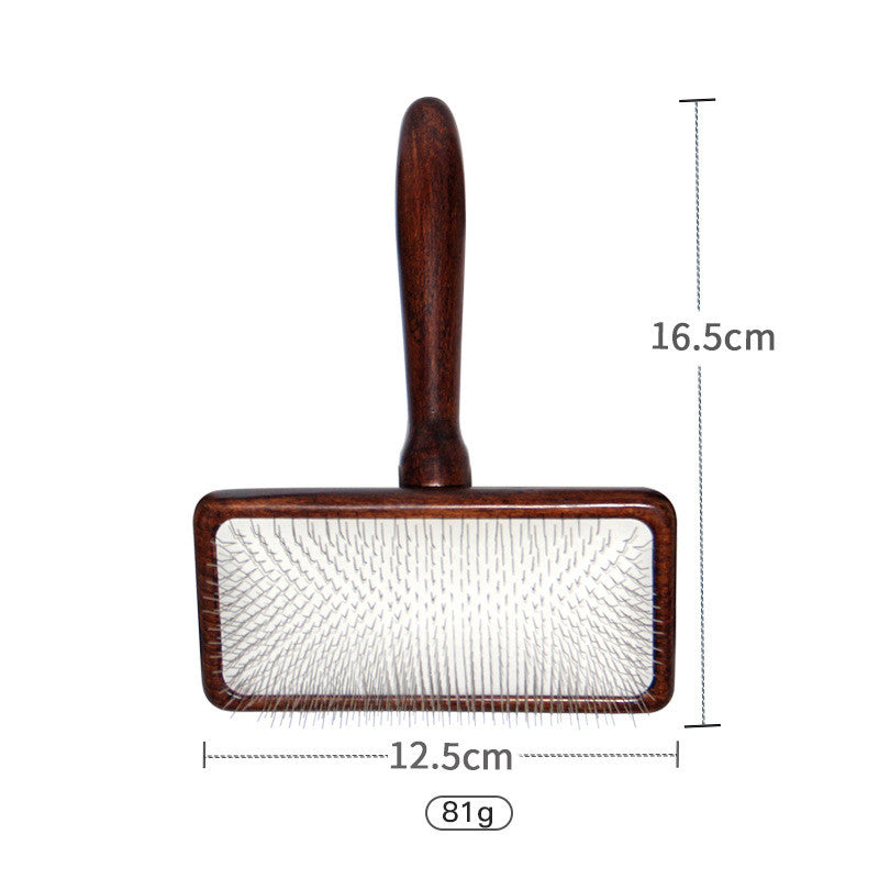 KFX-0492349 Antique Solid Wood Pet Comb for Cats and Dogs - Double-Sided Open Knot and Needle Design