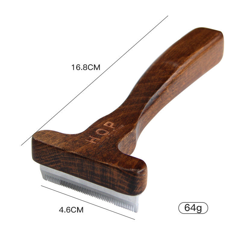 KFX-0492349 Antique Solid Wood Pet Comb for Cats and Dogs - Double-Sided Open Knot and Needle Design