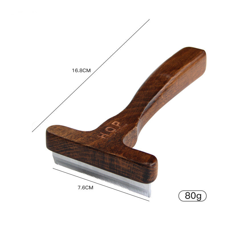 KFX-0492349 Antique Solid Wood Pet Comb for Cats and Dogs - Double-Sided Open Knot and Needle Design
