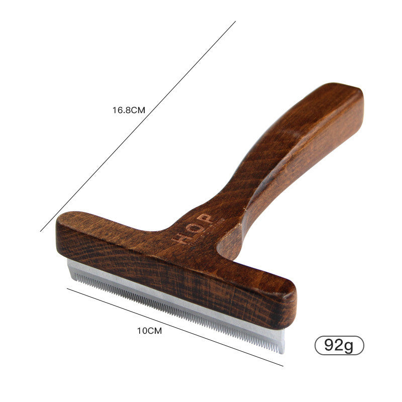 KFX-0492349 Antique Solid Wood Pet Comb for Cats and Dogs - Double-Sided Open Knot and Needle Design