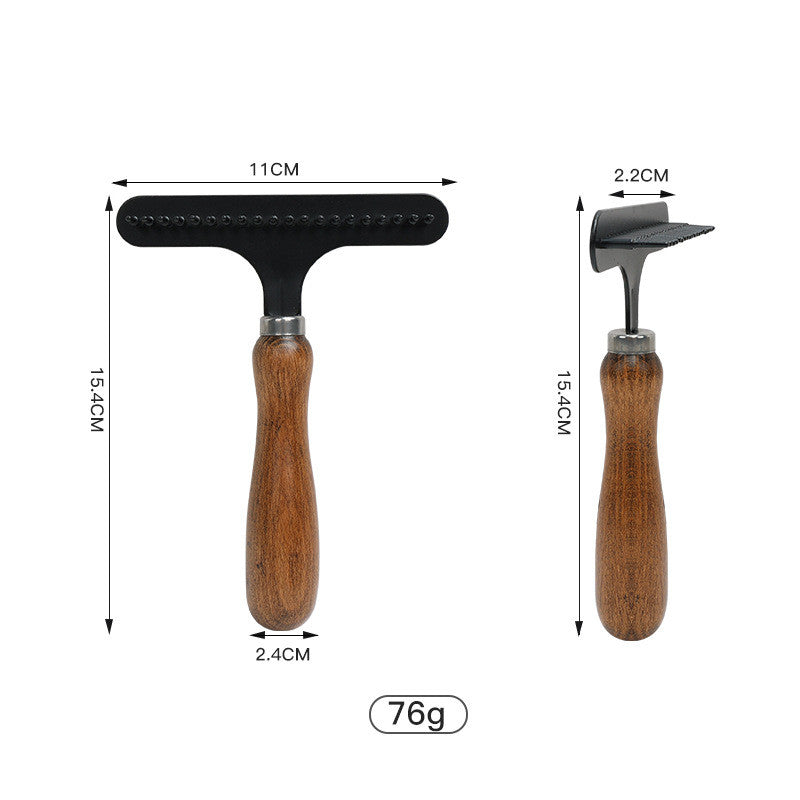 KFX-0492349 Antique Solid Wood Pet Comb for Cats and Dogs - Double-Sided Open Knot and Needle Design