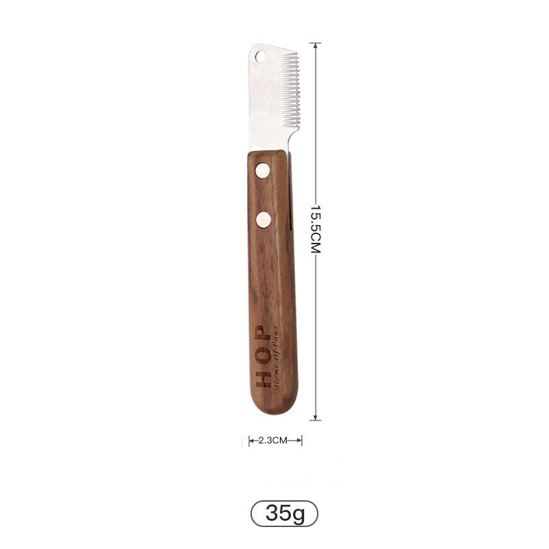 KFX-0492349 Antique Solid Wood Pet Comb for Cats and Dogs - Double-Sided Open Knot and Needle Design
