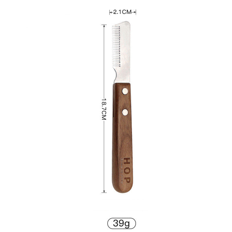 KFX-0492349 Antique Solid Wood Pet Comb for Cats and Dogs - Double-Sided Open Knot and Needle Design