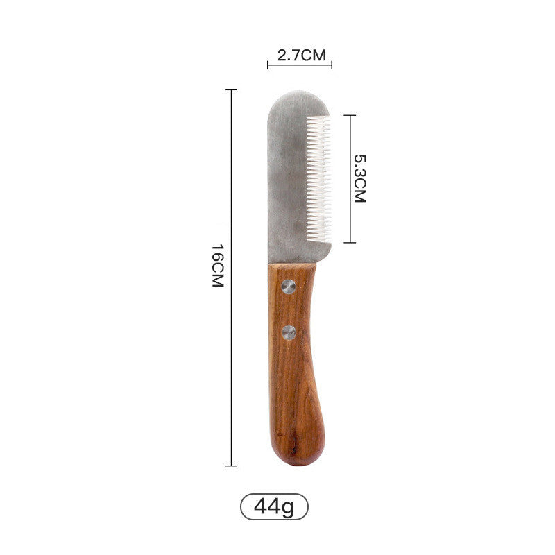 KFX-0492349 Antique Solid Wood Pet Comb for Cats and Dogs - Double-Sided Open Knot and Needle Design