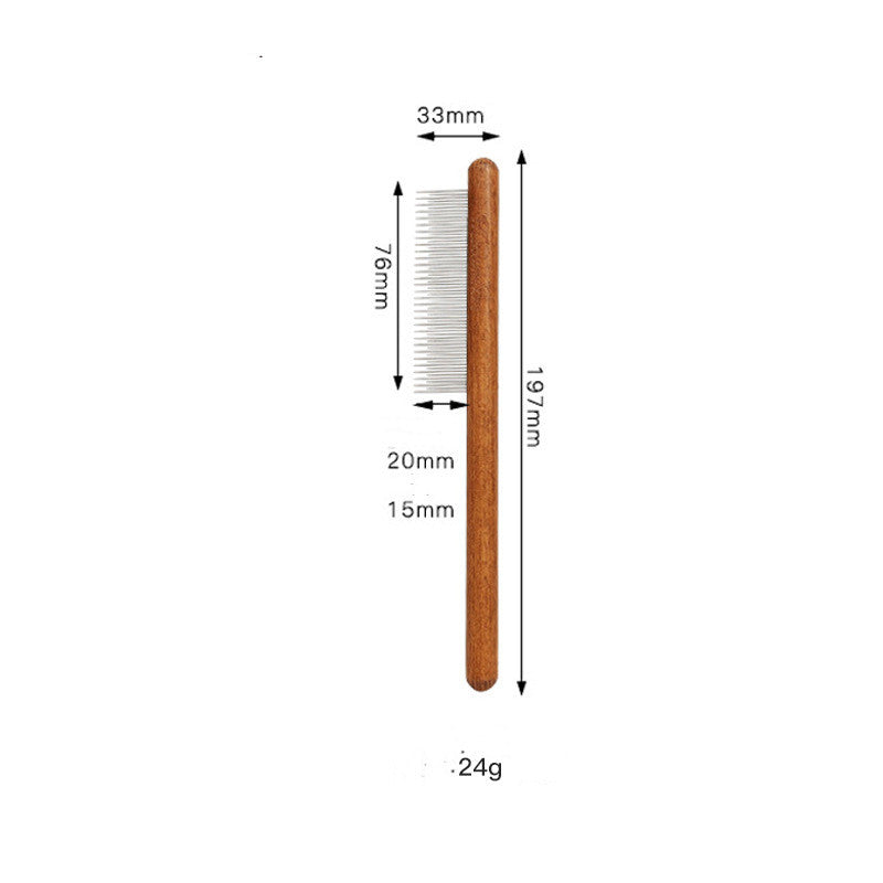 KFX-0492349 Antique Solid Wood Pet Comb for Cats and Dogs - Double-Sided Open Knot and Needle Design