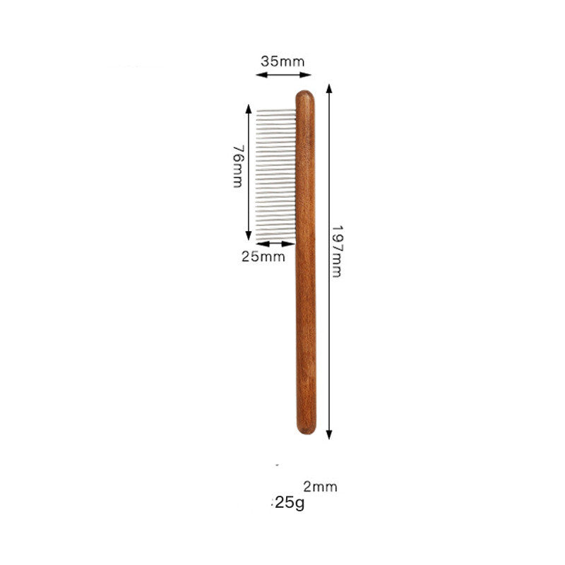KFX-0492349 Antique Solid Wood Pet Comb for Cats and Dogs - Double-Sided Open Knot and Needle Design