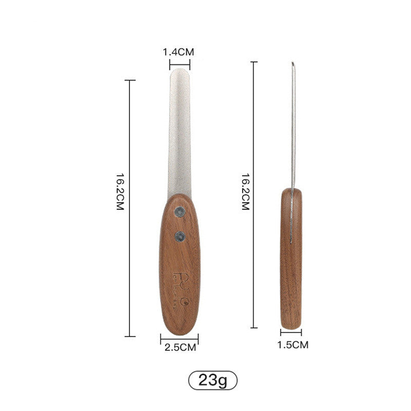 KFX-0492349 Antique Solid Wood Pet Comb for Cats and Dogs - Double-Sided Open Knot and Needle Design