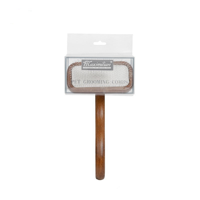 KFX-0492349 Antique Solid Wood Pet Comb for Cats and Dogs - Double-Sided Open Knot and Needle Design