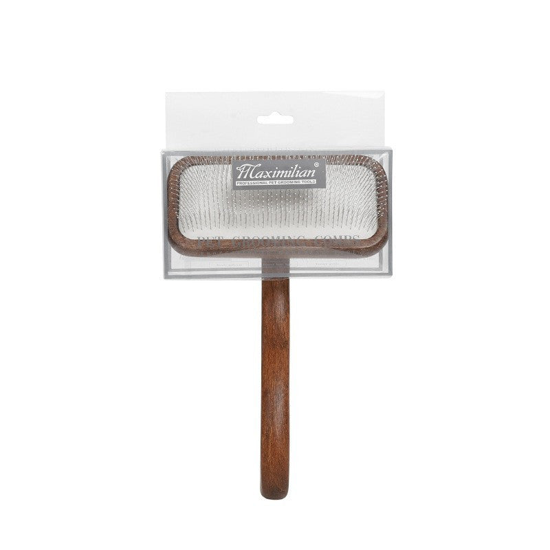 KFX-0492349 Antique Solid Wood Pet Comb for Cats and Dogs - Double-Sided Open Knot and Needle Design