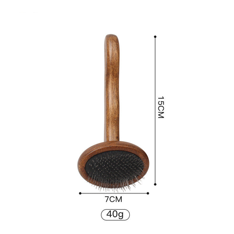 KFX-0492349 Antique Solid Wood Pet Comb for Cats and Dogs - Double-Sided Open Knot and Needle Design