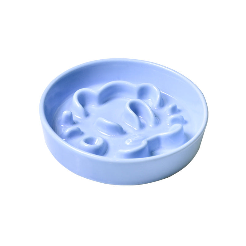 KFX-0492733 Pet Cartoon Anti-Choking Ceramic Bowl for Cats - Available in Pink, Blue, Yellow, and Beige