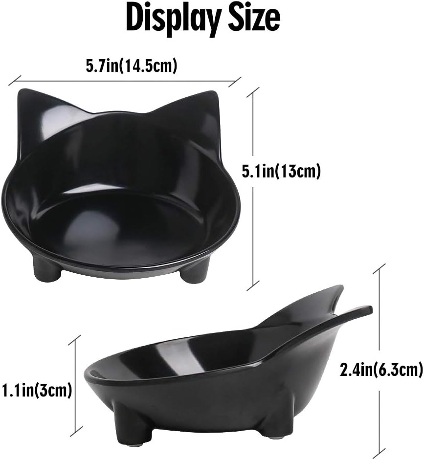 KFX-0494013 Non-Slip Shallow Cat and Dog Bowls - Food & Water Bowl for Small Pets with Anti-Skid Base