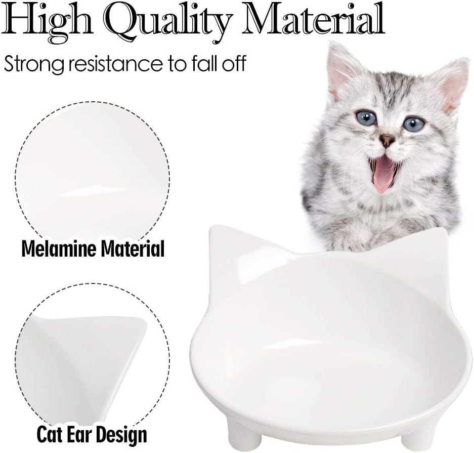 KFX-0494013 Non-Slip Shallow Cat and Dog Bowls - Food & Water Bowl for Small Pets with Anti-Skid Base