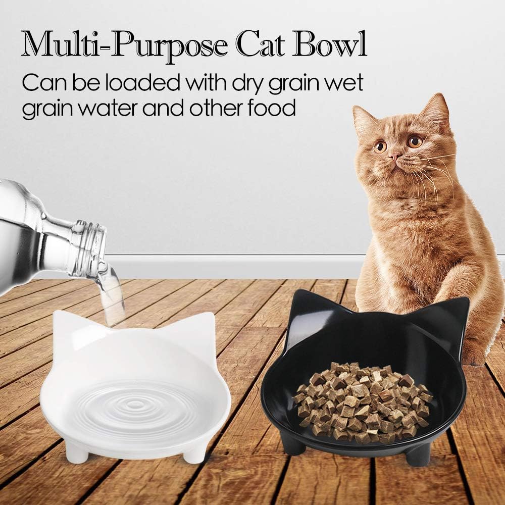 KFX-0494013 Non-Slip Shallow Cat and Dog Bowls - Food & Water Bowl for Small Pets with Anti-Skid Base