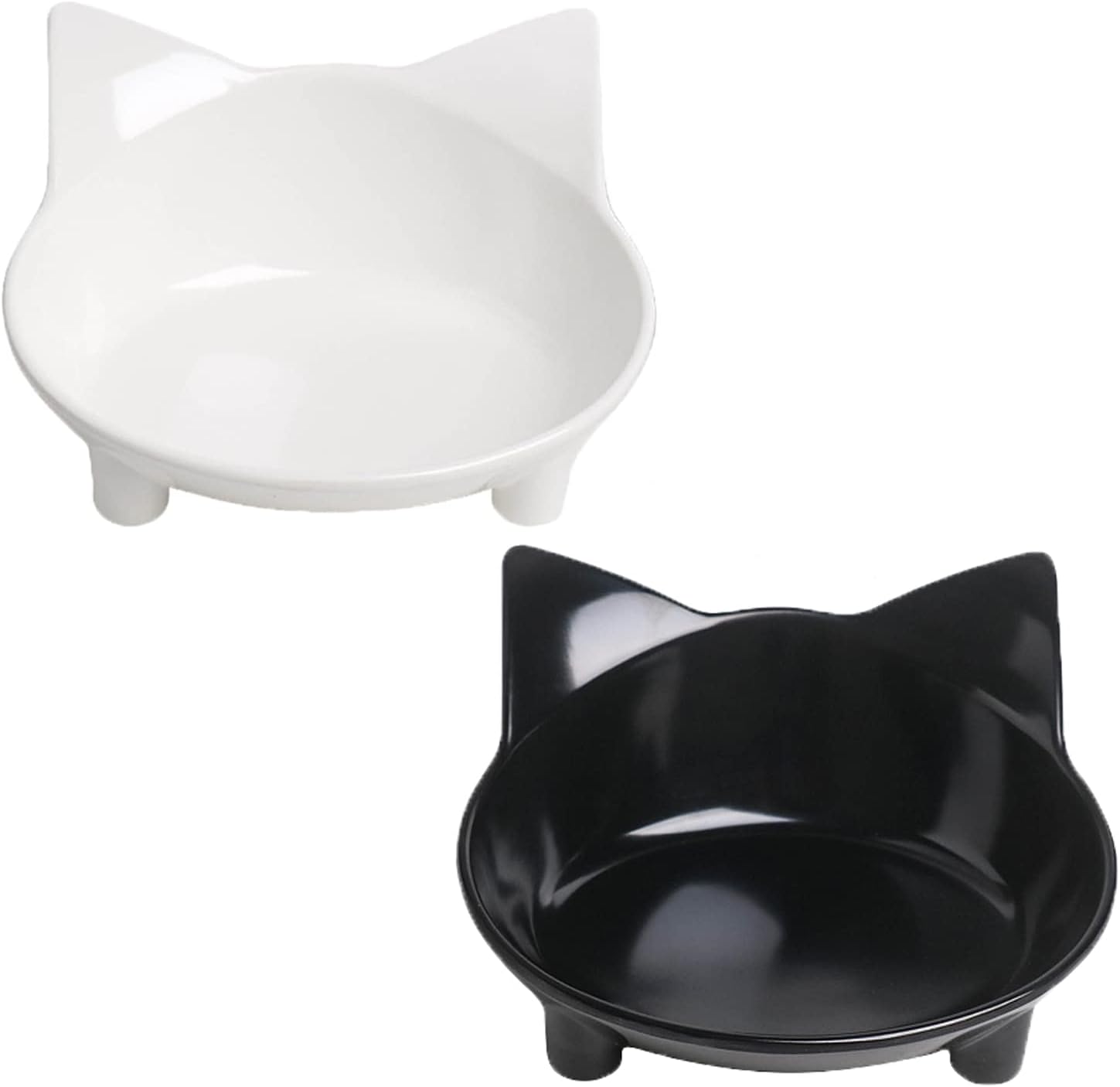 KFX-0494013 Non-Slip Shallow Cat and Dog Bowls - Food & Water Bowl for Small Pets with Anti-Skid Base