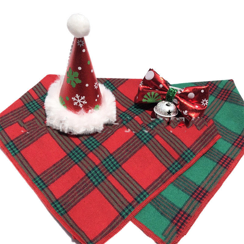 KFX-0499901 Pet Christmas Hat and Bow Tie Set - Winter Holiday Outfit for Dogs and Cats