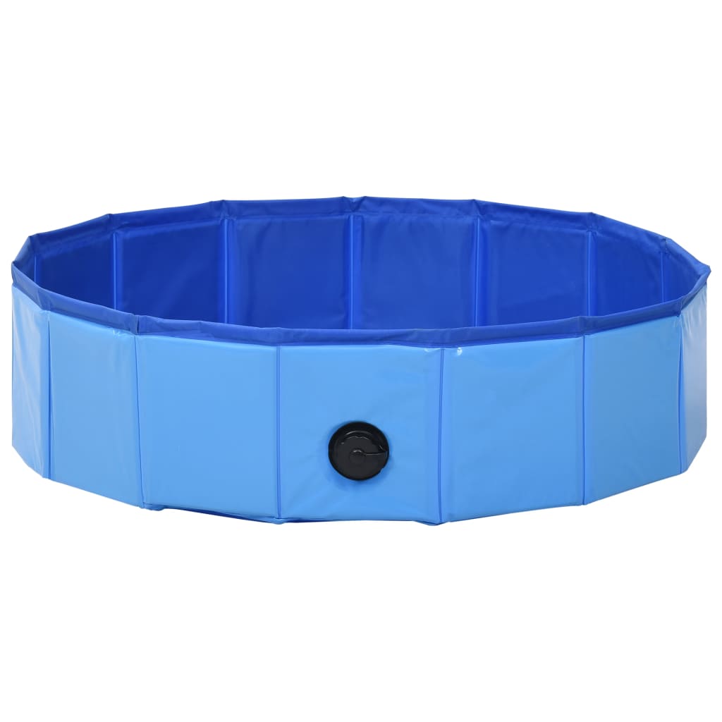 KFX-0502845 Foldable Blue PVC Dog Pool for Indoor and Outdoor Use, Non-Slip Surface, 80 x 20 cm