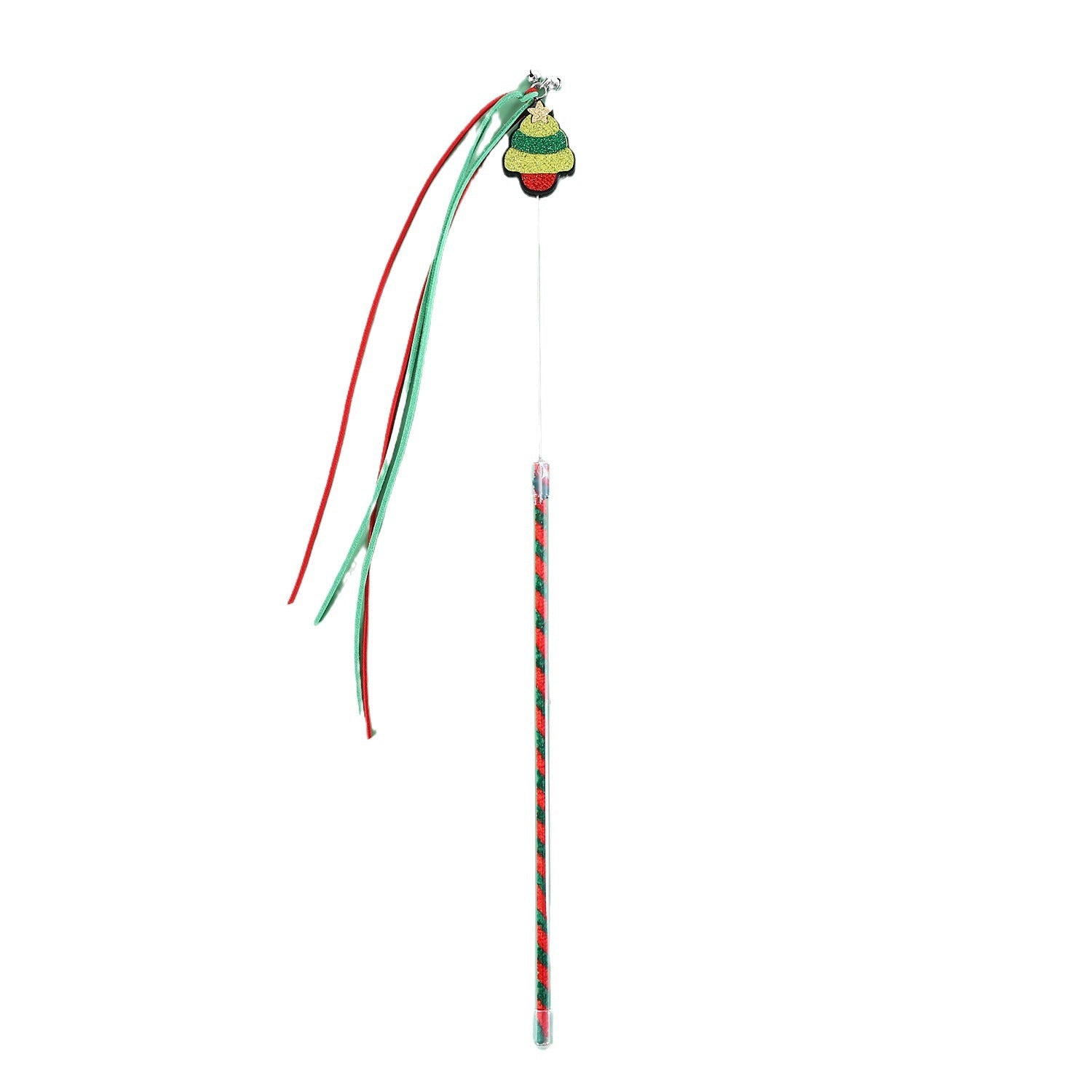 KFX-0503101 Interactive Christmas Cat Teaser with Tassel and Sound Bell - PVC Pet Toy