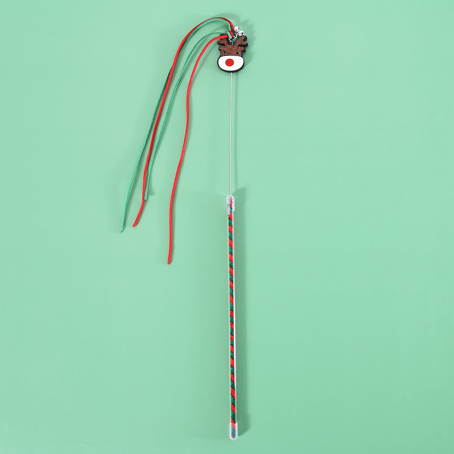 KFX-0503101 Interactive Christmas Cat Teaser with Tassel and Sound Bell - PVC Pet Toy