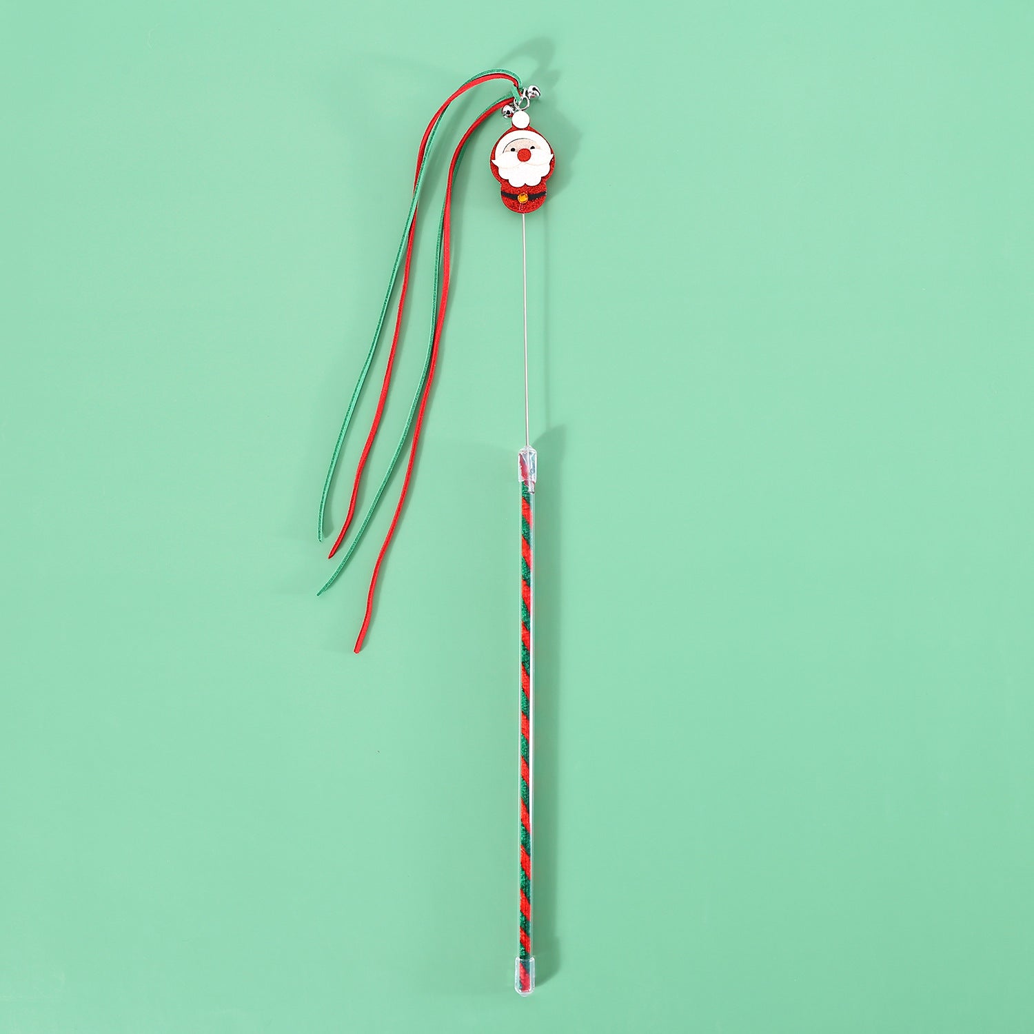 KFX-0503101 Interactive Christmas Cat Teaser with Tassel and Sound Bell - PVC Pet Toy