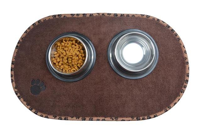 KFX-0504125 Microfiber Anti-Slip Dog and Cat Bowl Place Mat - Removable and Washable Pet Food Mat