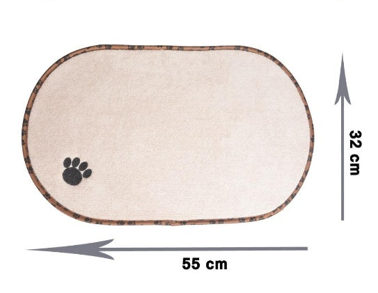 KFX-0504125 Microfiber Anti-Slip Dog and Cat Bowl Place Mat - Removable and Washable Pet Food Mat