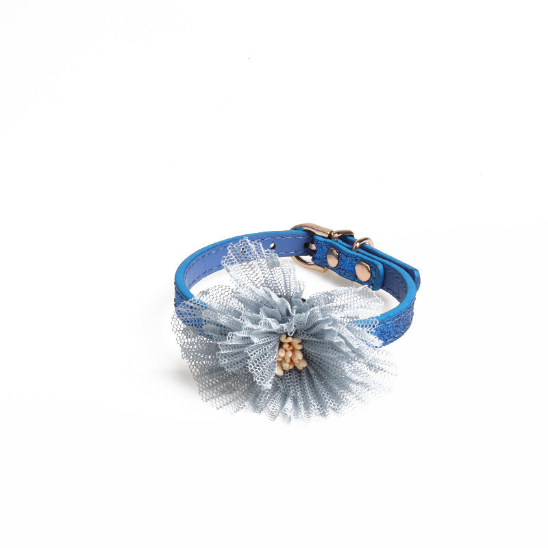 KFX-0504253 Flower PU Dog and Cat Collar - Adjustable 1.0*28CM & 1.3*40CM Sizes