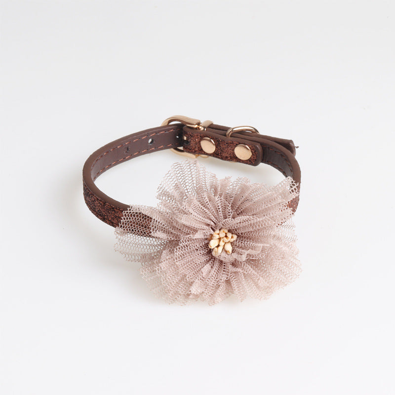 KFX-0504253 Flower PU Dog and Cat Collar - Adjustable 1.0*28CM & 1.3*40CM Sizes