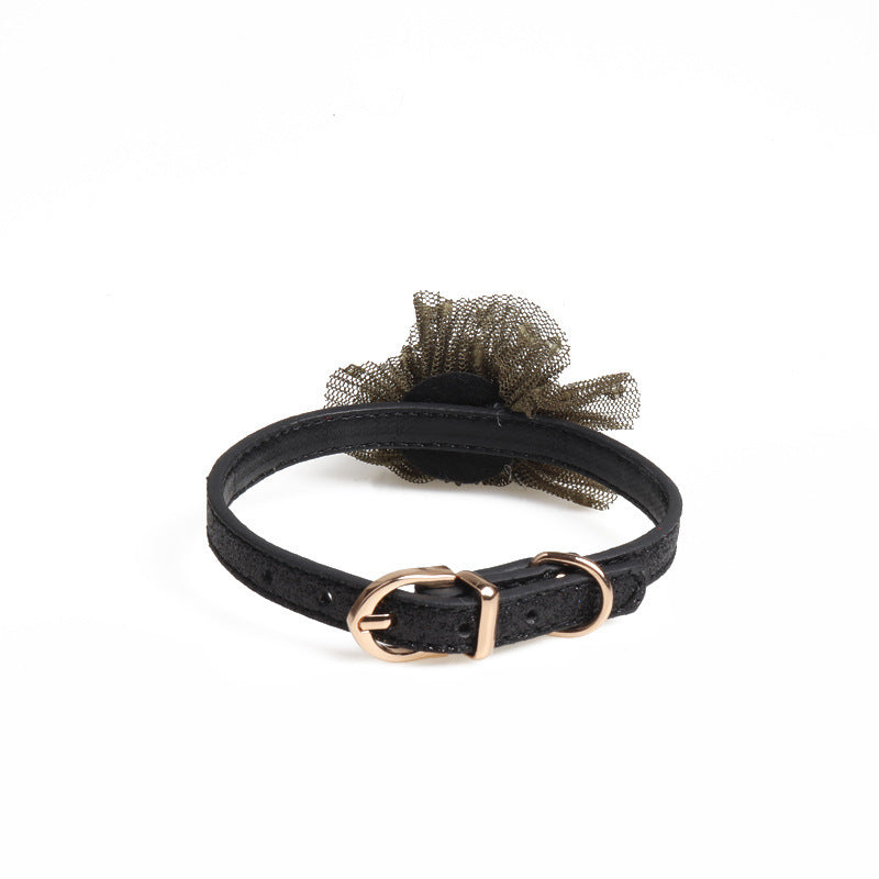KFX-0504253 Flower PU Dog and Cat Collar - Adjustable 1.0*28CM & 1.3*40CM Sizes