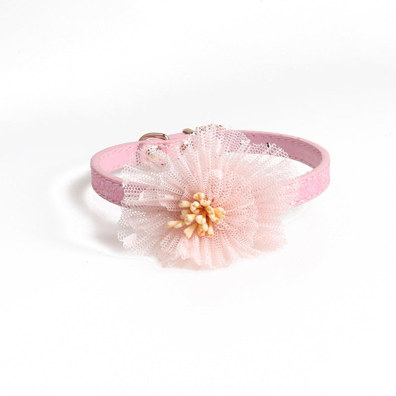 KFX-0504253 Flower PU Dog and Cat Collar - Adjustable 1.0*28CM & 1.3*40CM Sizes