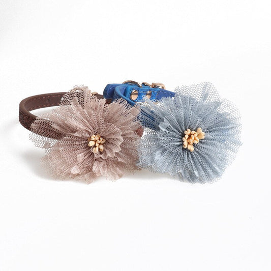 KFX-0504253 Flower PU Dog and Cat Collar - Adjustable 1.0*28CM & 1.3*40CM Sizes