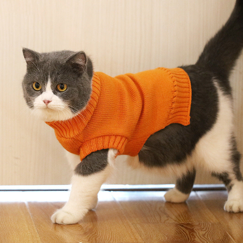KFX-0506045 Cozy Blue Cat Sweater for Autumn and Winter, Bulky Acrylic, Various Sizes Available
