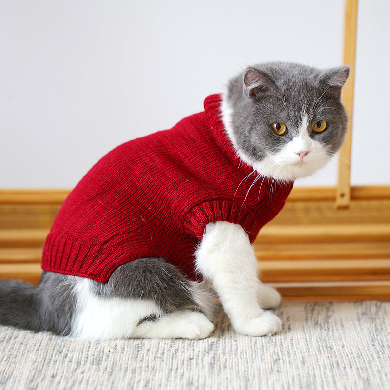 KFX-0506045 Cozy Blue Cat Sweater for Autumn and Winter, Bulky Acrylic, Various Sizes Available