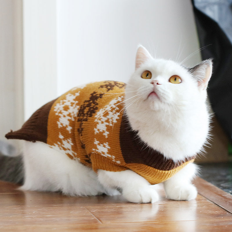 KFX-0506045 Cozy Blue Cat Sweater for Autumn and Winter, Bulky Acrylic, Various Sizes Available