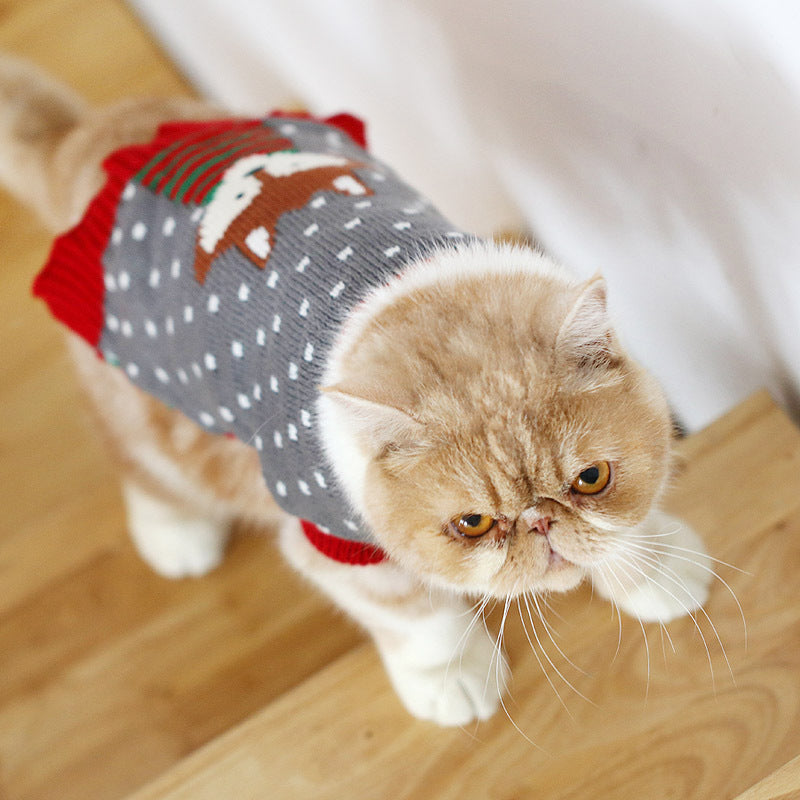 KFX-0506045 Cozy Blue Cat Sweater for Autumn and Winter, Bulky Acrylic, Various Sizes Available