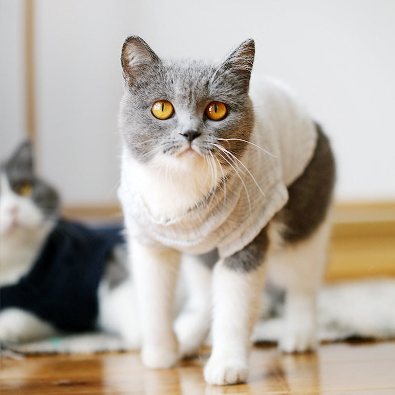KFX-0506045 Cozy Blue Cat Sweater for Autumn and Winter, Bulky Acrylic, Various Sizes Available