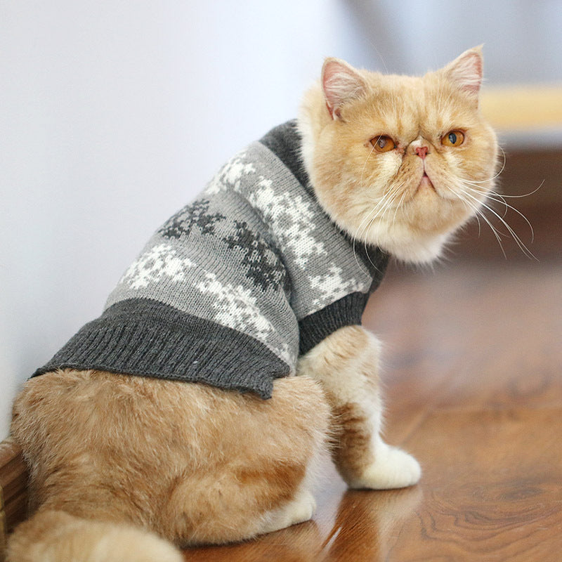 KFX-0506045 Cozy Blue Cat Sweater for Autumn and Winter, Bulky Acrylic, Various Sizes Available
