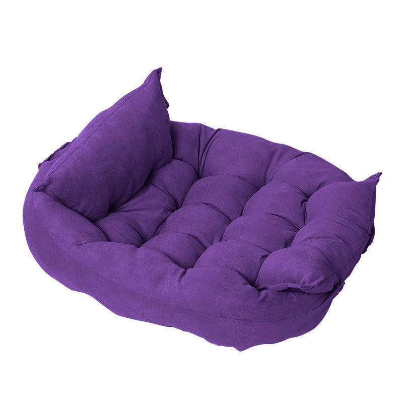 KFX-0508093 Customizable Multifunctional Folding Square Pet Cushion - Soft Deerskin Velvet with PP Cotton Filling, Stylish Design in Five Colors