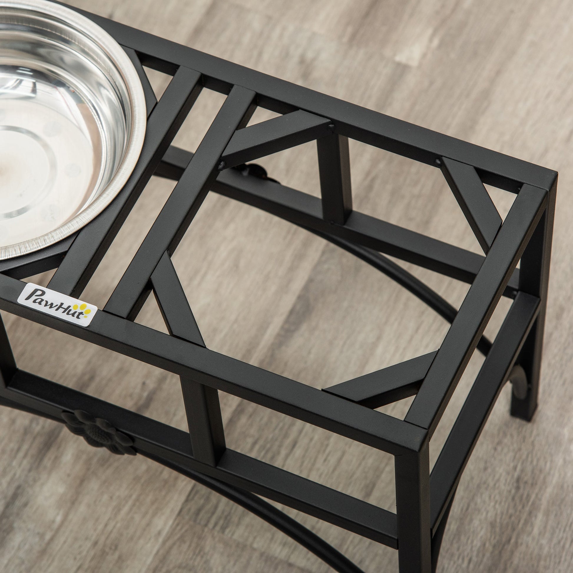 KFX-0508221 Elevated Double Stainless Steel Dog Food Bowl Feeding Station with Non-Slip Metal Base