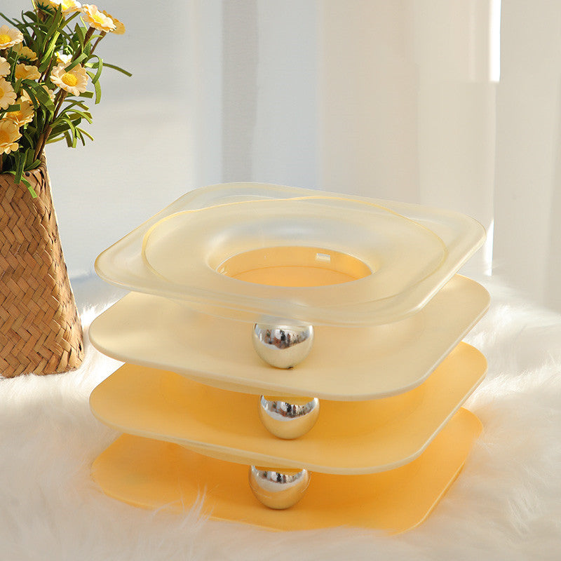 KFX-0508861 Square Cat Turntable Toy - Bite Resistant, Plastic Design for Fun and Engagement