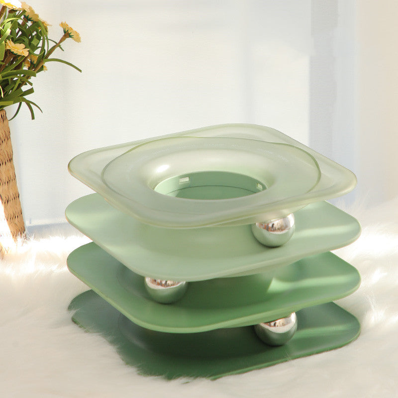KFX-0508861 Square Cat Turntable Toy - Bite Resistant, Plastic Design for Fun and Engagement