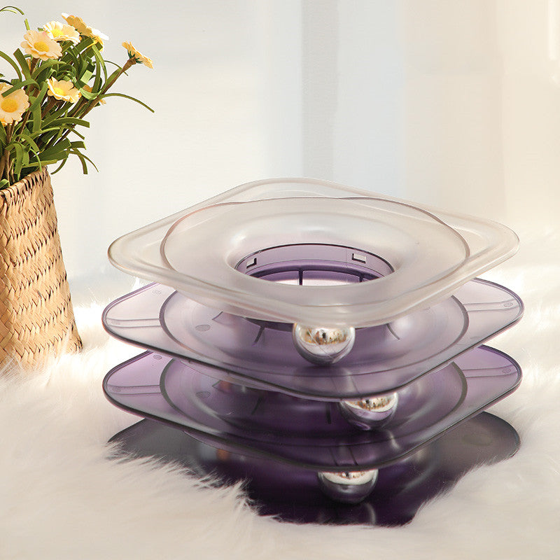 KFX-0508861 Square Cat Turntable Toy - Bite Resistant, Plastic Design for Fun and Engagement