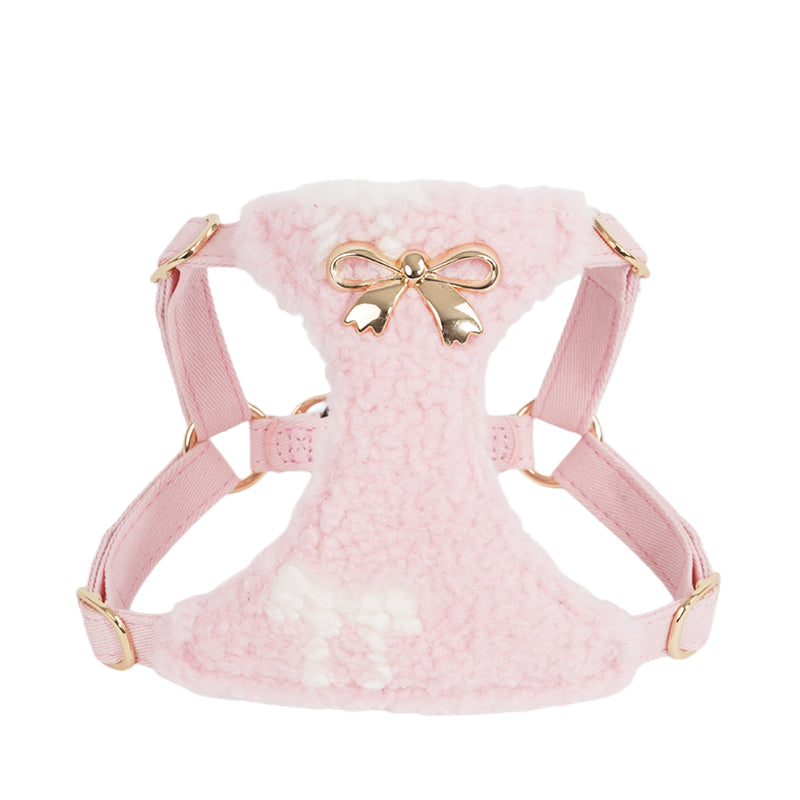 KFX-0509501 Lambswool Alloy Dog Fleece Vest with Chest Strap and Leash Options in Ryukin Pink and Turquoise Green
