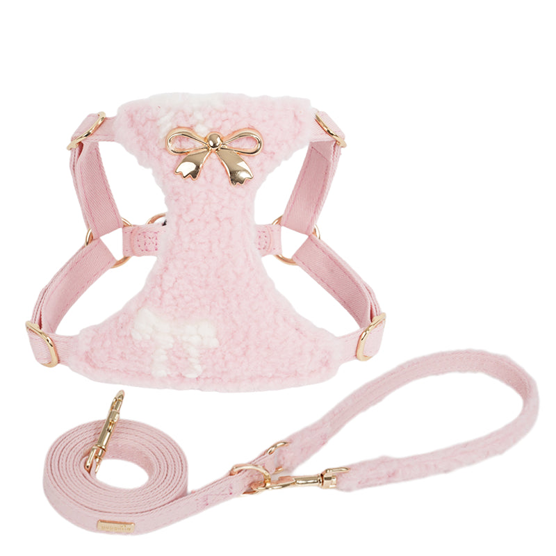 KFX-0509501 Lambswool Alloy Dog Fleece Vest with Chest Strap and Leash Options in Ryukin Pink and Turquoise Green
