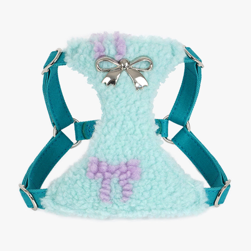 KFX-0509501 Lambswool Alloy Dog Fleece Vest with Chest Strap and Leash Options in Ryukin Pink and Turquoise Green
